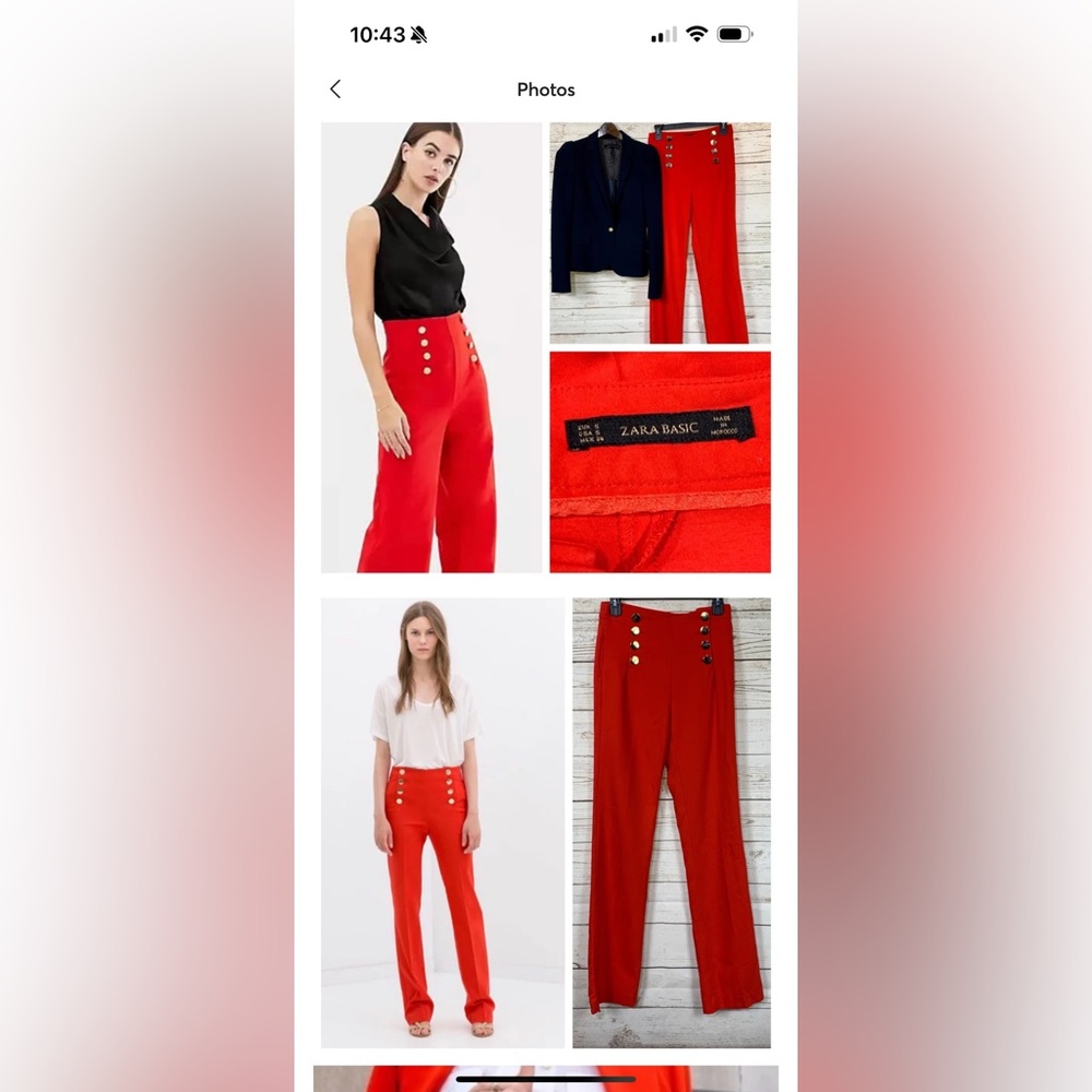 Zara high rise and waisted sailor pants with gold buttons.